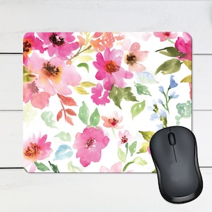Floral Mouse Pad Anti Slip Mouse Mat Peony Floral Office Gift Floral Mouse Pad Flower watercolor Mousepad Mouse Mat Rectangular