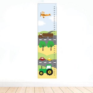 Tableau de croissance de la toile de transport - Tracteur, avion et camion.