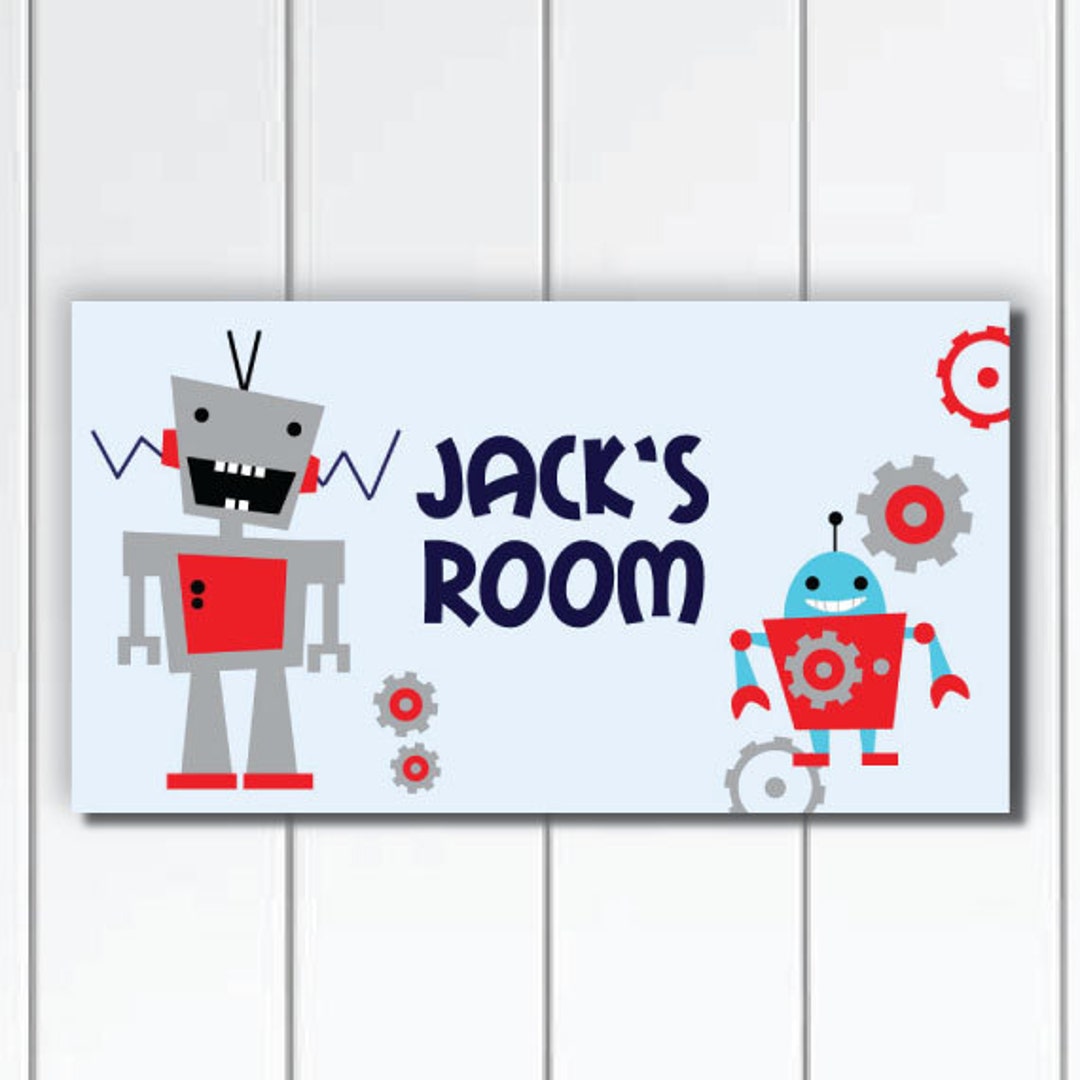 Personalized Robot Boys Nursery Door Sign Plaque - Etsy