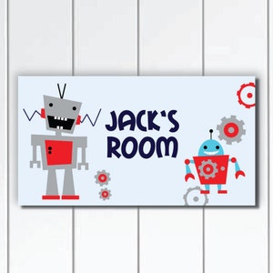 Personalized Robot Boys Nursery Door Sign Plaque