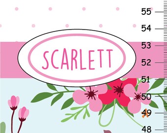 Personalized Floral Height Chart in Pink polka dot