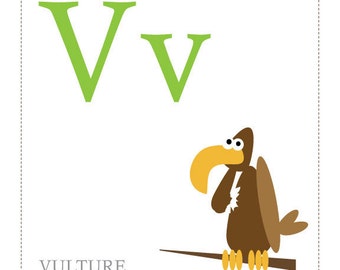 V is for Vulture - Alphabet Print