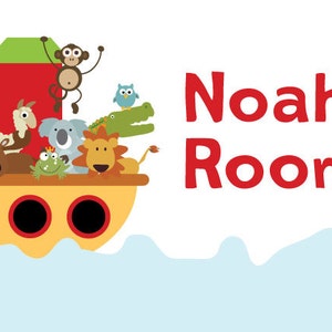 Personalized Door Sign for Children Bedroom, Noah's Ark, Nursery Wall Art image 2