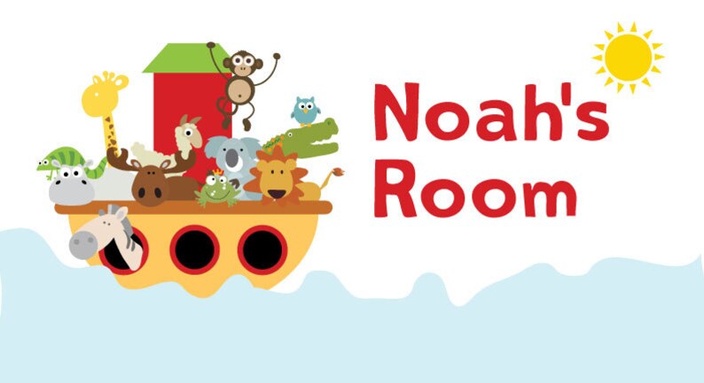 Personalized Door Sign for Children Bedroom, Noah's Ark, Nursery Wall Art image 2