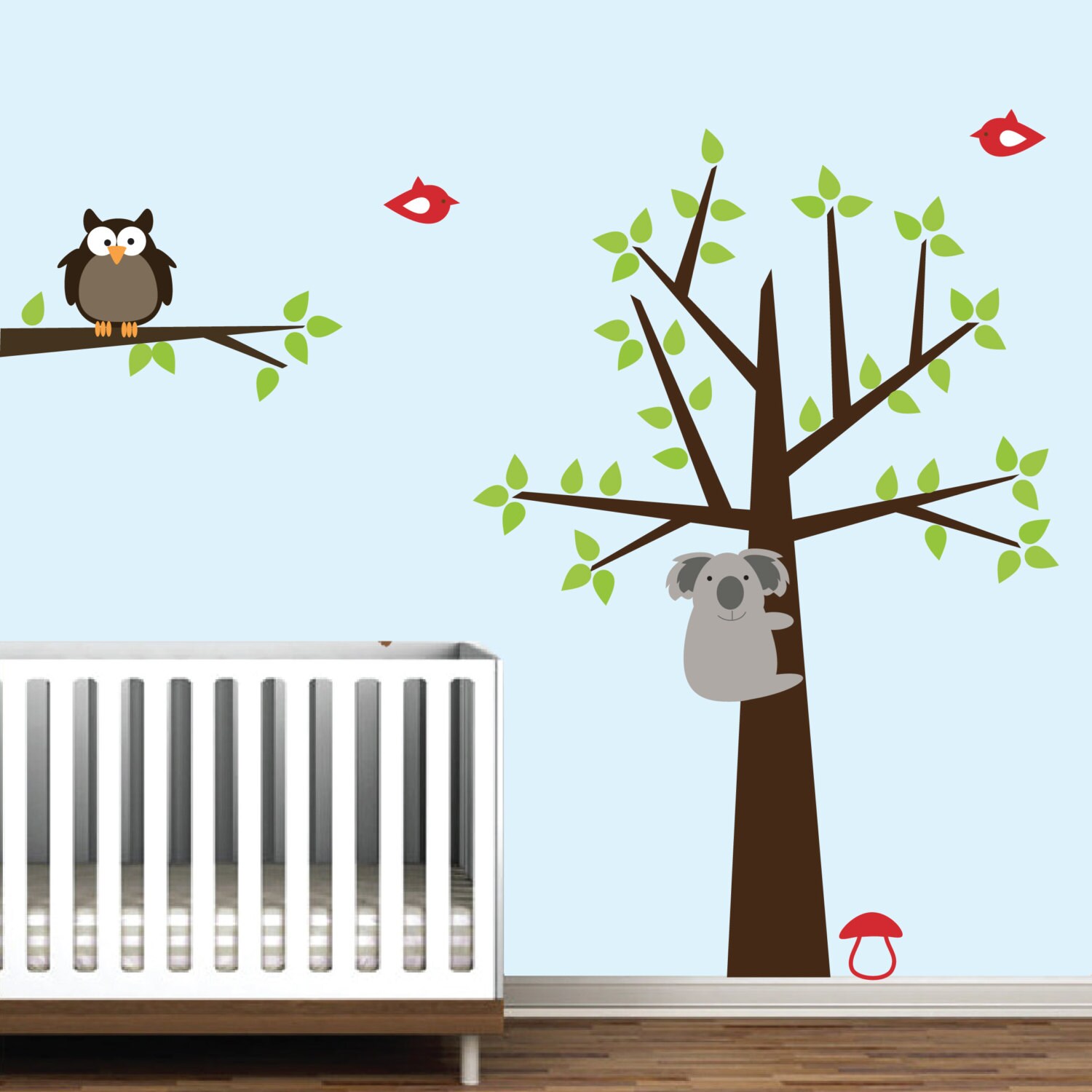 Koala Wall Decal Owl Tree Wall Decal Nursery Wall Decal Etsy