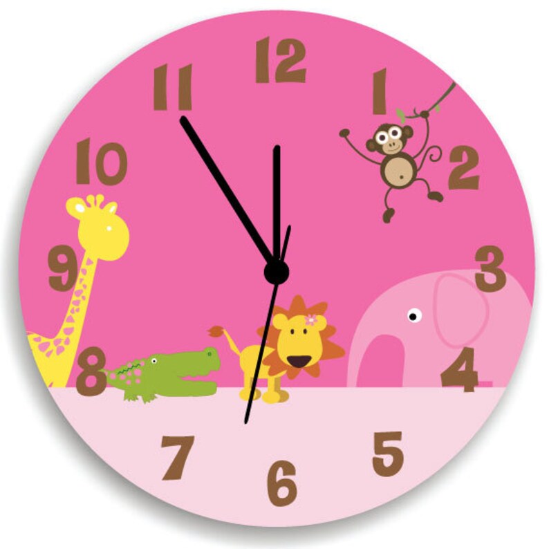 Jungle Animal Safari Nursery Wall Clock for Girl Etsy
