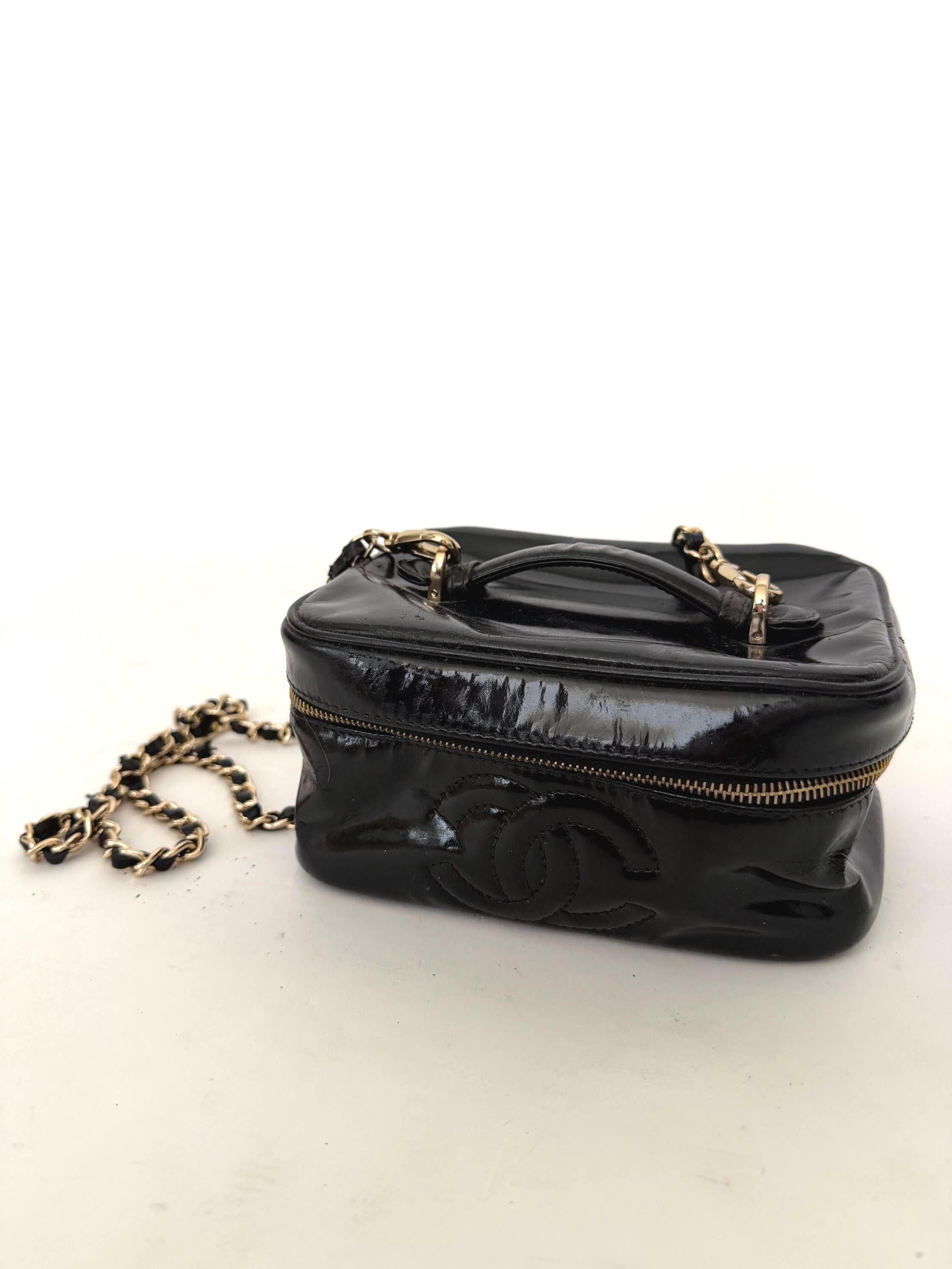 Chanel Patent Vanity Case With Chain - Etsy