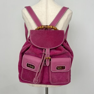 【gucci】バンブー　レザー　リュック　ピンク GUCCI - 本物 グッチ GUCCI バンブー リュックサック バック