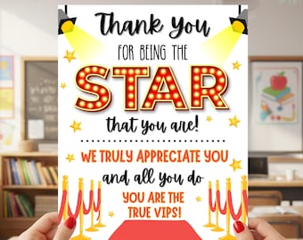 Thank You For Being A star Teacher Appreciation Sign, Hollywood Staff Thank You Poster, Movie Star Nurse Appreciation Week, Instant Print