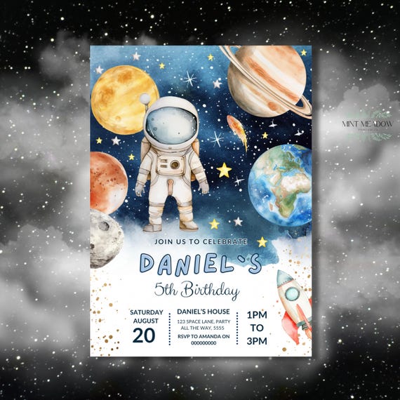 Astronauten-Geburtstagseinladungen – 20 Karten + Umschläge, 10,2x15,2 Cm, Weltraum-Design Für Kinderparty