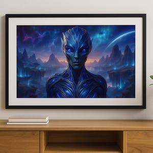 Cosmic Alien Sci-Fi Digital Art | Futuristic Wall Decor | Instant Download Print