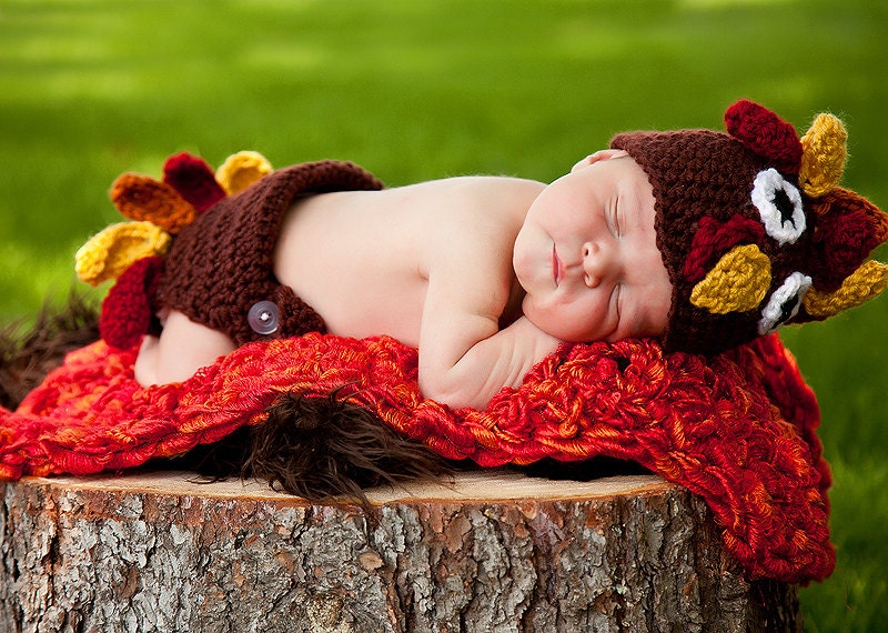 PDF Crochet Pattern Newborn Turkey Hat 