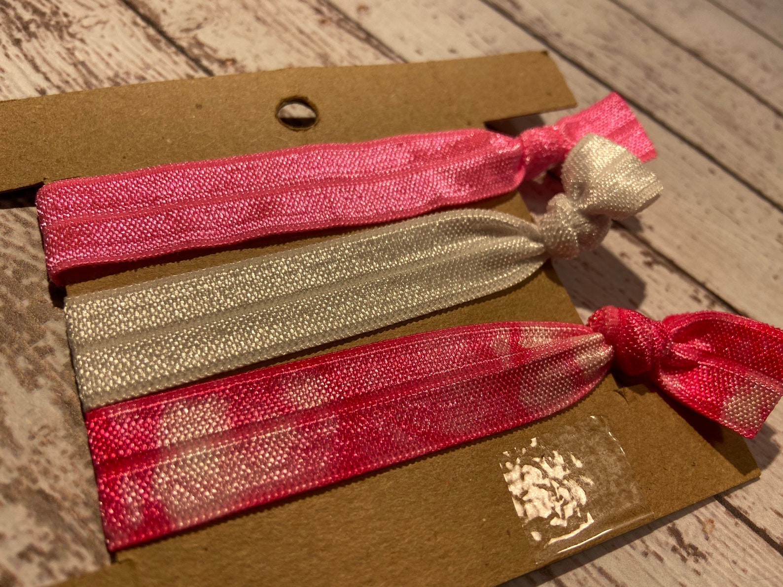 Elastic Hair Ties Set of 3 Pink and White Tie Dye Hair Etsy