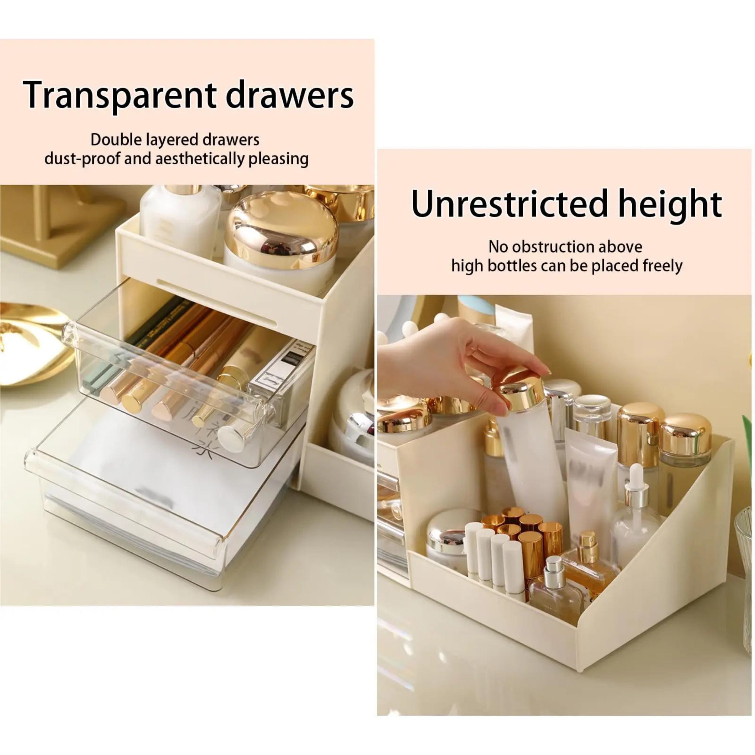 Cosmetic Display Case, Desk Storage, Box With Clear Drawers, Large ...