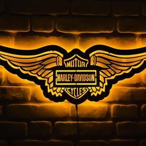 Harley-Davidson METAL Eagle Motorcycles Steel LED Silhouette Sign Eye-Catching, Wall Decor for Enthusiasts Perfect for Man Caves and Garages