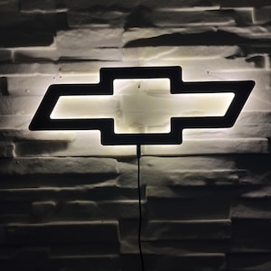Chevrolet Logo LED Sign, Luxury Car Emblem Backlit Wall Art, Exquisite Decor for Afficionados and Showrooms