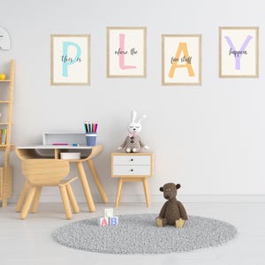 This is Where The Fun Stuff Happens Set Prints, Playroom Decor, Playroom Wall Print, Play Sign, Nursery Wall Art, Kids Room Wall Prints