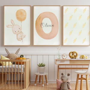 Set of 3 Custom name nursery wall art print, Personalized Name Sign Initial, Nursery wall print, 3 pcs set nursery wall print, nursery decor