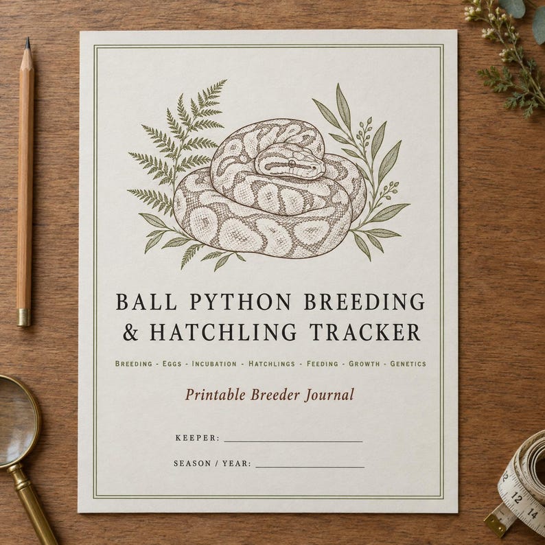 Ball Python Breeding Tracker, Snake Hatchling Journal, Reptile Planner, Egg & Genetics Record Printable image 1