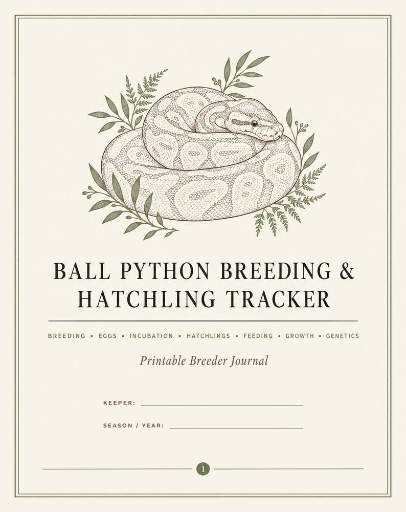 Ball Python Breeding Tracker, Snake Hatchling Journal, Reptile Planner, Egg & Genetics Record Printable image 12