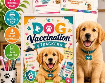 犬のワクチン接種記録簿（印刷可能）子犬のワクチン接種記録 ペットの健康記録（PDF）
