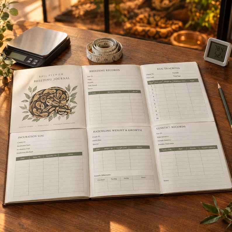 Ball Python Breeding Tracker, Snake Hatchling Journal, Reptile Planner, Egg & Genetics Record Printable image 2
