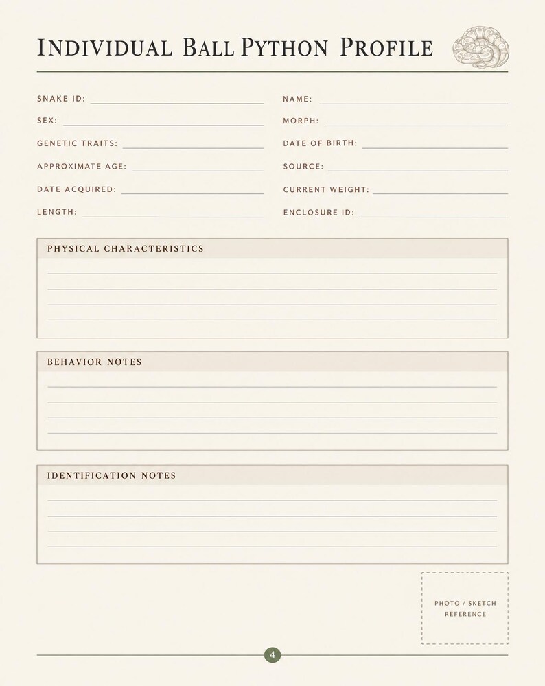 Ball Python Breeding Tracker, Snake Hatchling Journal, Reptile Planner, Egg & Genetics Record Printable image 13