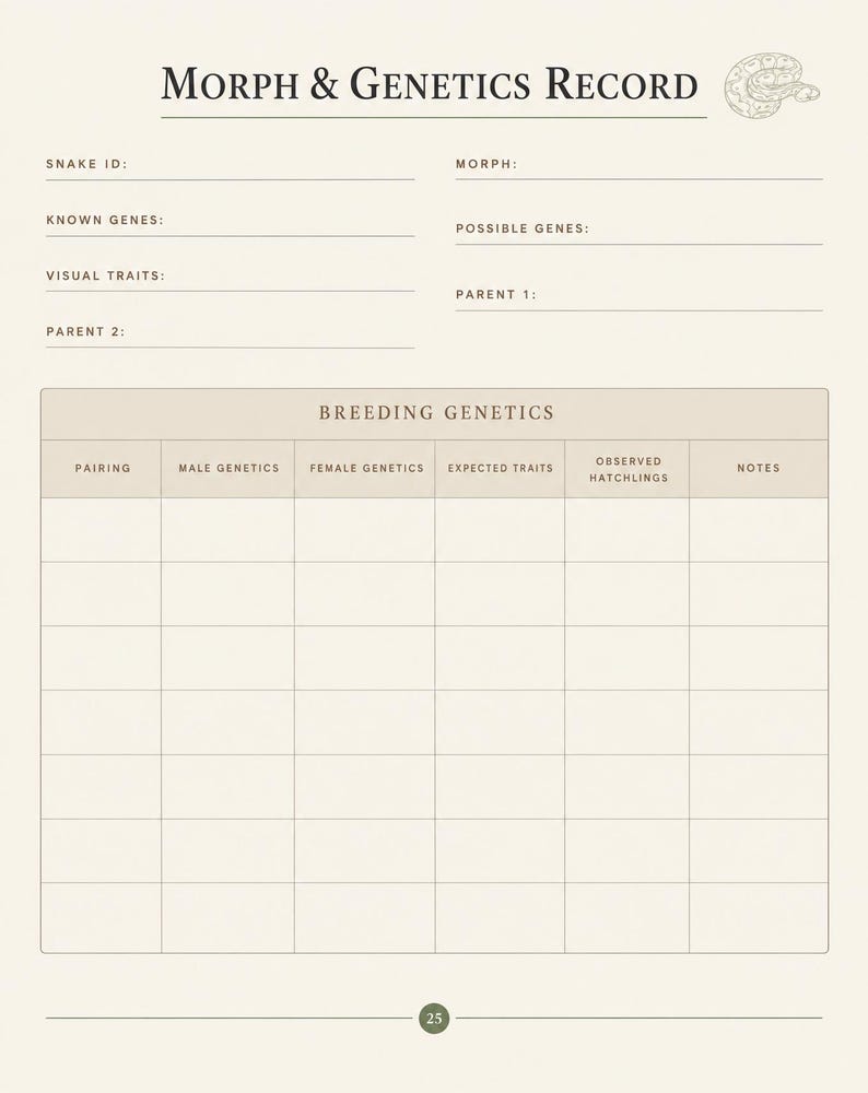 Ball Python Breeding Tracker, Snake Hatchling Journal, Reptile Planner, Egg & Genetics Record Printable image 15
