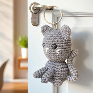 Amigurumi Cat Keychain Crochet Pattern PDF – Cute Kitten Toy Tutorial, Easy DIY Animal Key Ring, Beginner Friendly Digital Download