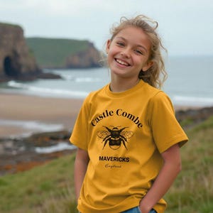Kinder Bio-Baumwolle T-Shirt Nachhaltige Kinder T-Shirt Castle Combe Mavericks Vintage Bee Design Umweltfreundliche Jungen- und Mädchenkleidung Geschenk
