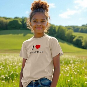 Kids Organic Cotton T Shirt Sustainable Kids Clothing Eco Friendly I Love Cotswolds Souvenir Tee Childrens Casual Top Girls and Boys Gift