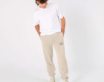 Mens Organic Cotton Joggers Sustainable Sportswear Castle Combe Vintage Style Sweatpants Unisex Eco Friendly Lounge Pants Gift for Dad & Him