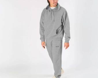 Pantalones deportivos de algodón orgánico para hombre Castle Combe Cotswolds, ropa deportiva sostenible, pantalones deportivos ecológicos, pantalones grises para estar en casa, regalo para él.