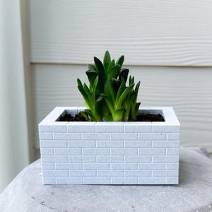 Mini Cress Planter STL File Stylish Elevated Garden Bed Look Herb Pot, 3D Printable Indoor Outdoor Decor, No Support Needed brick appearance