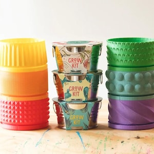 Colorful 3D Printed Mini Planter Set STL | Succulent Grow Kit Digital Files | Modern Textured Pots for Indoor Plants & Home Decor
