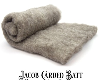 Carded Fiber Batt - Jacob Wool - Natural Grey - 7 oz