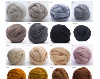 Merino Wool Roving 22.5 Micron - 1 oz, 18 Neutral colors available