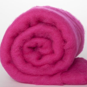 Carded Fiber Batt - Perendale Wool - Raspberry - 7 oz