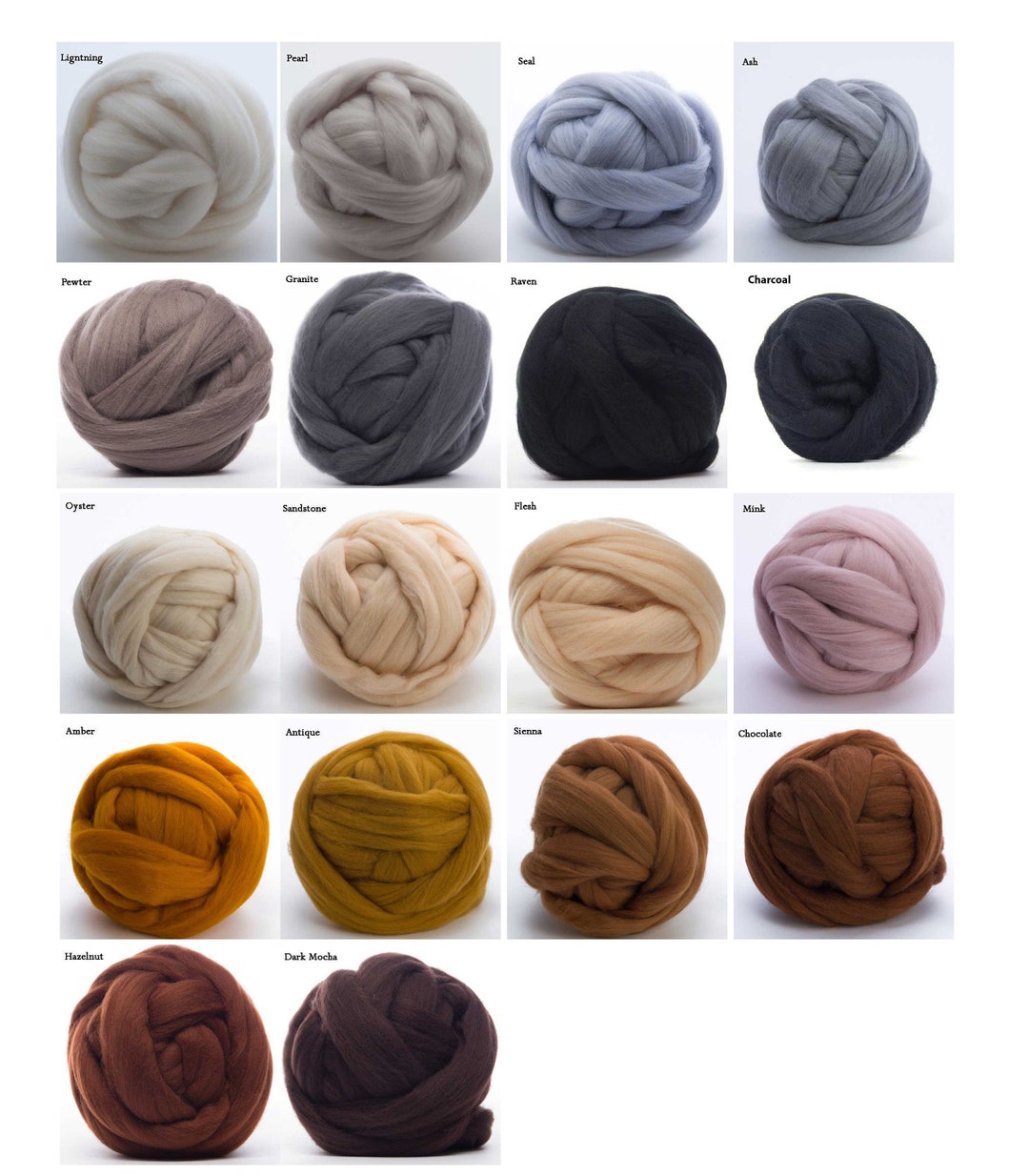 Merino Wool Roving 22.5 Micron - 1 Oz, 18 Neutral Colors Available - Etsy