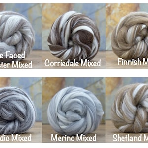 Natural Wool Roving 4 oz-Sel- Blue Faced Leicester Mixed / Corriedale Mixed / Finnish Mixed/ Icelandic Mixed / Merino Mixed / Shetland Mixed