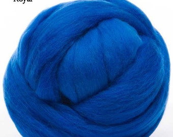 Merino Wool Top - 22.5 micron -Royal - 4 ounces