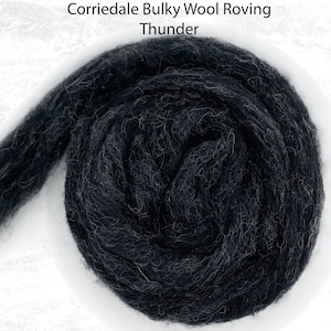 Corriedale Bulky Wool Roving - Thunder - 4 ounces / Felting Fiber / Spinning Fiber
