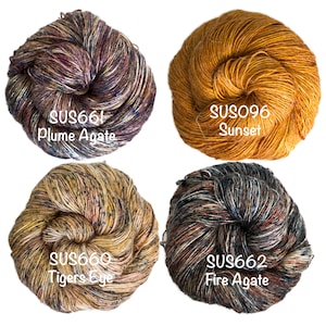 Malabrigo Susurro - Plume Agate / Sunset / Tigers Eye / Fire Agate / Mulberry Silk, Merino, and Linen Yarn