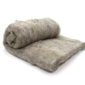 Carded Fiber Batt - Shetland Wool - Natural Grey - 7 oz