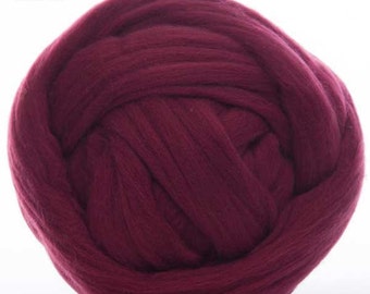 Merino Wool Top - 22.5 micron -Claret - 4 ounces