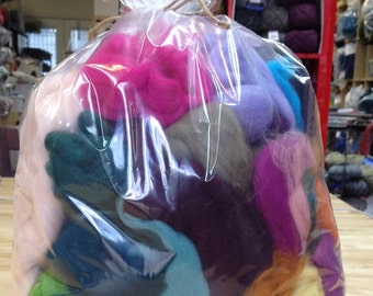 Spinning/Felting Fiber-Mixed Combed Top and Wool Roving, Spinning Fiber Grab Bag