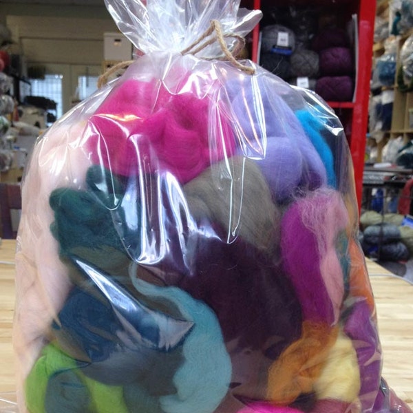 Mixed Wool Roving and Combed Top, Spinning Fiber Grab Bag