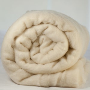 Carded Fiber Batt Merino Wool 23micron Natural Ecru 7 oz image 1