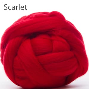 Scrumptious Scarlet! Soft and luxurious Dyed 23mic Merino Top.  Non-Mulesed Merino.  Spinning, Needle Felting, Wet Felting, Weaving, Jumbo Knitting, Jumbo Crochet