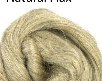 Flax Tow Natural Spinning Fiber  - 4 oz